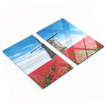 shumee Elegantne in trpežne steklene table s potiskom tulipanovega mlina na veter 2x30x52 cm