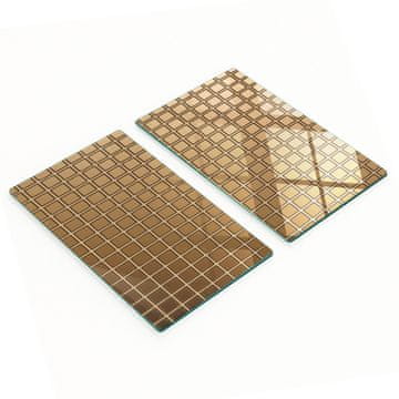 shumee Komplet dveh dekorativnih steklenih kuhinjskih desk z mozaikom zlate barve 2x30x52 cm