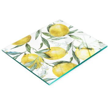 shumee Dekorativna steklena kuhinjska deska za rezanje z motivom limone in akvarela 60x52 cm