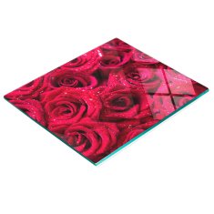 shumee Dekorativna steklena deska za rezanje in serviranje s kapljicami na vrtnicah 60x52 cm
