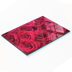 shumee Dekorativna steklena deska za rezanje in serviranje s kapljicami na vrtnicah 80x52 cm