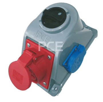 PCE Fiksna vtičnica s stikalom 0-1 16A 4P 400V + 2P+Z 230V IP44 kombinirana PCE 96061441W