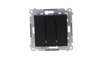shumee Simon 54 Trojni pritisni gumb (modul) 10AX 250V hitri konektorji, mat črni DP31.01/49