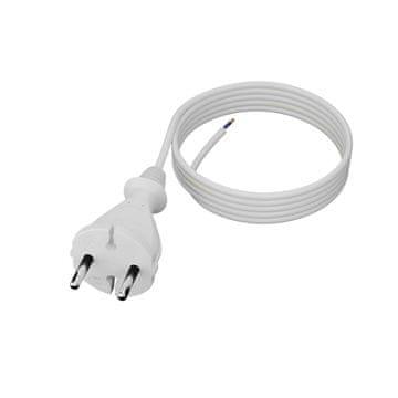 Plast Rol 3 m priključni kabel z ravnim vtičem TIP E 230V 16A 2×1 mm² H05VV-F PP-21 bel W-98339