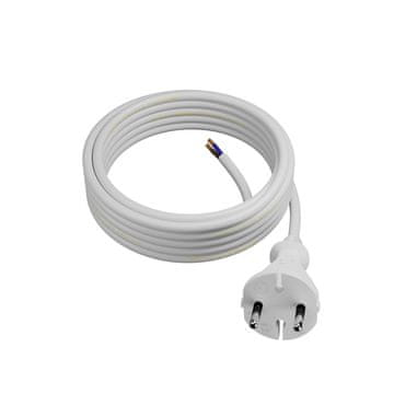 Plast Rol Priključni kabel 5 m z ravnim vtičem TIP E 230V 16A 2×1 mm² H05VV-F PP-21 bel W-98343