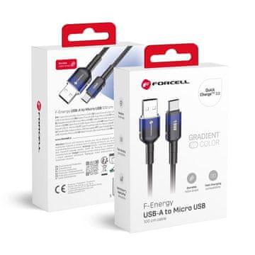 FORCELL USB-A–Micro USB kabel Forcell F-Energy QC3.0 2,4 A 18 W Gradient 1 m C351 črn