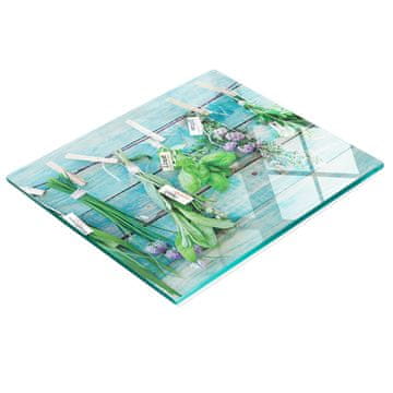 shumee Kuhinjska deska iz kaljenega stekla z dekorativno grafiko za viseča zelišča 60x52 cm