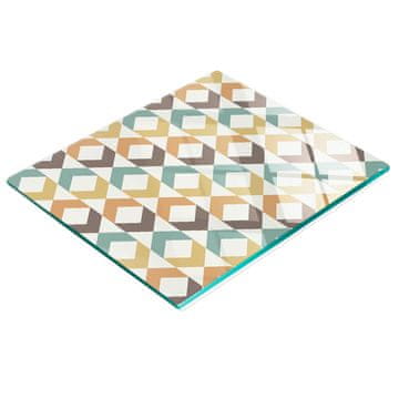 shumee Dekorativna kuhinjska steklena deska za rezanje in serviranje, retro ozadje 60x52 cm