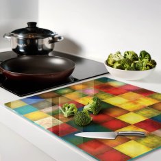 shumee Dekorativna steklena deska za rezanje in serviranje z geometrijskim vzorcem 60x52 cm