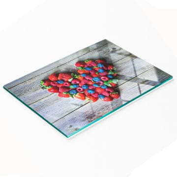 shumee Kuhinjska večnamenska dekorativna tabla iz kaljenega stekla, srce s sadjem, 80x52 cm