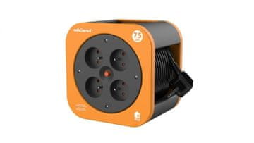 Duwi Podaljševalni kabel s 4 vtičnicami na kolutu H05VV-F 3G1.0 7,5 m oranžno-črn / 24619