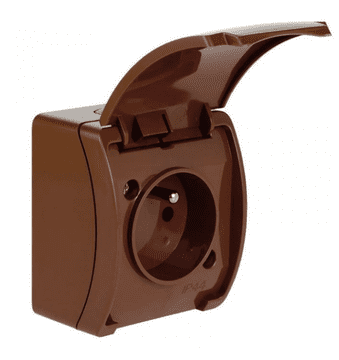 Elektro-Plast Koala Enojna vtičnica z/brez (2P+Z) n/t IP44 rjava z zavihkom rjava VG 161-02 61.372