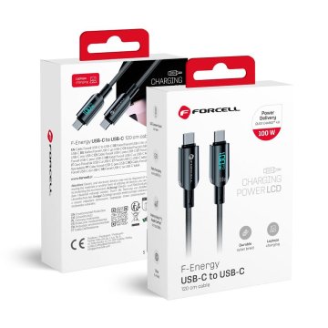 FORCELL Kabel USB-C na USB-C Forcell F-Energy QC4.0 PD 5A 100 W Digital 1,2 m C277 črn