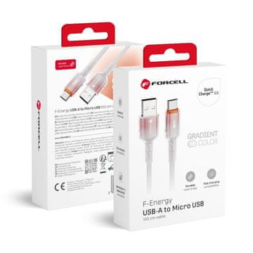 FORCELL USB-A–Micro USB kabel Forcell F-Energy QC3.0 2,4 A 18 W Gradient 1 m C351, bel