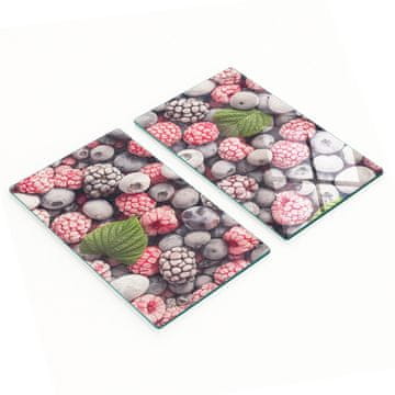 shumee Komplet 2 kaljenih steklenih tabel z motivom zamrznjenega gozdnega sadja 2x30x52 cm