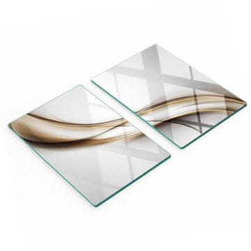 shumee Komplet dveh dekorativnih steklenih kuhinjskih desk Rjava valovita barva 2x40x52 cm