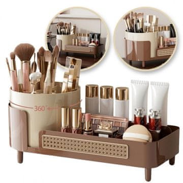 shumee Organizator za čopiče, kozmetiko, dunajska pletenica, vrtljiv, 34,5x14x15 cm CB75BR