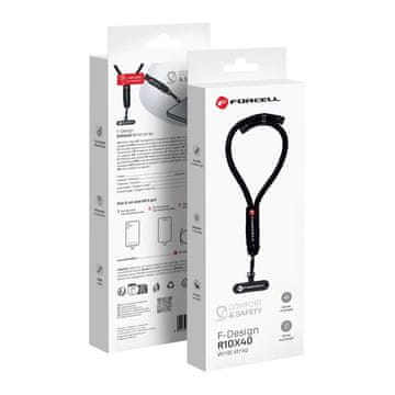 FORCELL Nastavljiva zapestna vrvica za telefon Forcell F-Design R10X40 (največ 20 cm v zanki), črna
