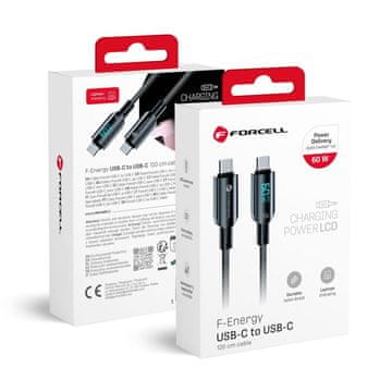 FORCELL Kabel USB-C na USB-C Forcell F-Energy QC4.0 PD 3A 60 W Digital 1,2 m C274 črn