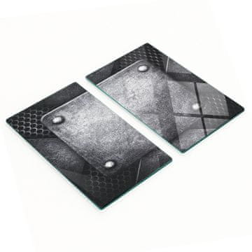 shumee Komplet dveh dekorativnih steklenih kuhinjskih desk s kovinskim vzorcem 2x30x52 cm