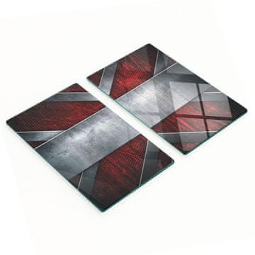 shumee Komplet dveh dekorativnih steklenih kuhinjskih desk s kovinskim vzorcem 2x30x52 cm
