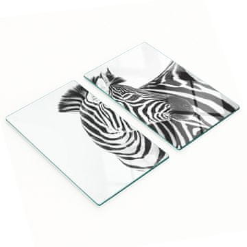 shumee Elegantne in trpežne steklene table z zebrastim potiskom v snežni barvi 2x30x52 cm