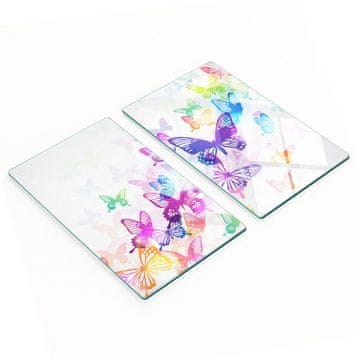shumee Dekorativne steklene deske za rezanje in serviranje z barvitimi metulji 2x30x52 cm