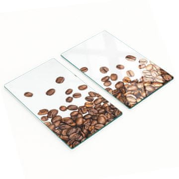 shumee Komplet dveh dekorativnih steklenih kuhinjskih desk v obliki kavnih zrn 2x30x52 cm