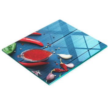 shumee Dekorativna steklena deska za rezanje in serviranje, lesena omaka za čili 60x52 cm