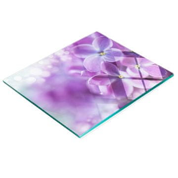 shumee Dekorativna steklena deska za rezanje in serviranje z vijoličnimi cvetovi 60x52 cm