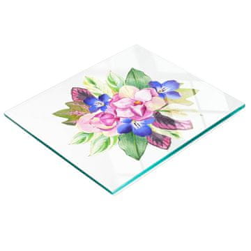shumee Trpežna in elegantna steklena kuhinjska deska z vzorcem cvetličnega šopka 60x52 cm