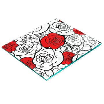 shumee Trpežna in elegantna kuhinjska deska iz kaljenega stekla z vzorcem vrtnic 60x52 cm