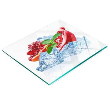 shumee Dekorativna steklena servirna deska za prigrizke Granatno jabolko z ledom 60x52 cm