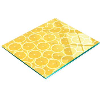 shumee Dekorativna steklena deska za rezanje in serviranje z limoninimi rezinami 60x52 cm