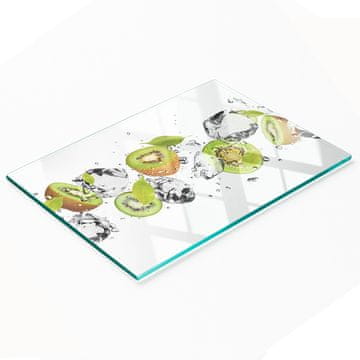 shumee Dekorativna steklena deska za rezanje za kuhinjo z grafiko kivija in vode 80x52 cm