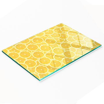 shumee Dekorativna steklena deska za rezanje in serviranje z limoninimi rezinami 80x52 cm