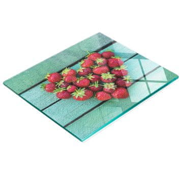 shumee Dekorativna steklena servirna deska za prigrizke v obliki jagodnega srca 60x52 cm