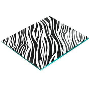 shumee Trpežna in elegantna kuhinjska deska iz kaljenega stekla z zebra vzorcem 60x52 cm