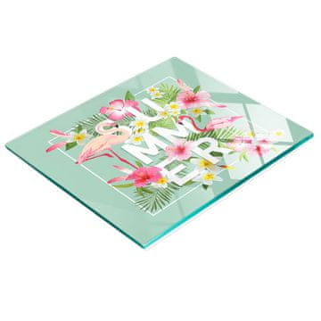 shumee Dekorativna kuhinjska steklena deska za rezanje in serviranje Flamingosi 60x52 cm