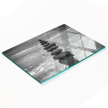shumee Elegantna in trpežna steklena tabla s potiskanimi kamni za uravnoteženje 80x52 cm
