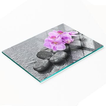 shumee Dekorativna steklena deska za rezanje in serviranje z orhidejskimi kamni 80x52 cm