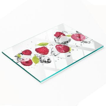 shumee Kuhinjska deska iz kaljenega stekla z dekorativno grafiko maline in vode 80x52 cm
