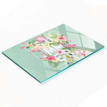 shumee Dekorativna kuhinjska steklena deska za rezanje in serviranje Flamingosi 80x52 cm