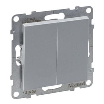 LEGRAND Aluminijasto dvojno stopniščno stikalo, avtomatsko, 10AX IP20 Suno Legrand 721308
