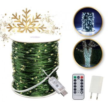 shumee Zunanje/notranje lučke za božično drevo, 500 LED žic, 50 m, hladno bela LAMP36B