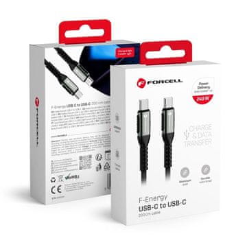 FORCELL USB-C–USB-C kabel Forcell F-Energy QC4.0 PD 5A 240 W Cafule, 2 m, C263, črn
