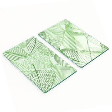 shumee Dekorativni stekleni servirni podstavki za prigrizke z vzorcem listov 2x30x52 cm