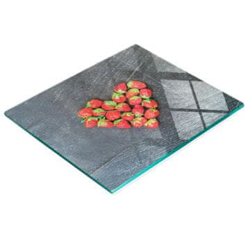 shumee Dekorativna steklena kuhinjska deska za rezanje v obliki jagodnega srca 60x52 cm