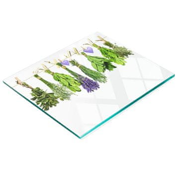 shumee Dekorativna steklena deska za rezanje in serviranje z zelišči na vrvici 60x52 cm