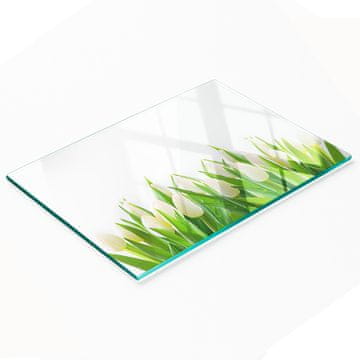 shumee Kuhinjska deska iz kaljenega stekla z dekorativno grafiko beli tulipani 80x52 cm
